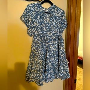 Blue and White Flower Mini Dress.